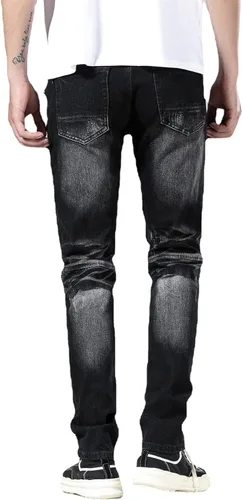 Vista 4 de Liuhond Skinny Slim Fashion - Jeans elásticos de motociclista de Hip Hop con agujeros rectos rasgados.