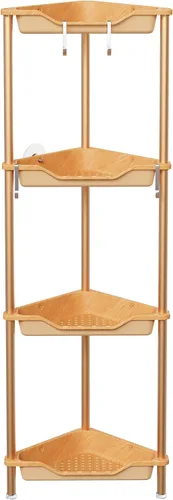 Vista 20 de Orimade Organizador de ducha esquinero de 2 niveles resistente a la oxidación, estante de esquina de piso de metal y plástico para baño, negro