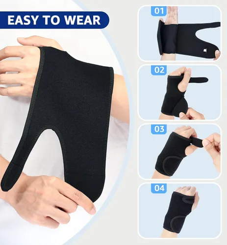 Vista 4 de HiRui Muñequera con férula para hombres y mujeres, soporte de mano para artritis del túnel carpiano, tendinitis, recuperación de esguinces, alivio