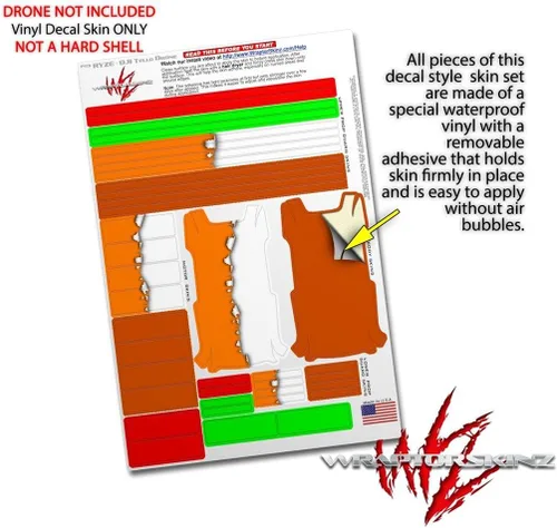 Vista 4 de Skin Wrap 2 Pack para DJI Ryze Tello Drone Ripped colores naranja blanco Drone No Incluidas