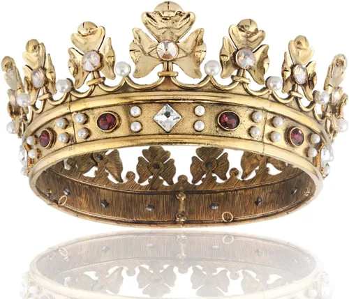 Vista 8 de Corona real barroca para hombre, corona de pelo de príncipe de metal, círculo completo, accesorios para el cabello para fiesta de cumpleaños