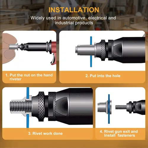 Vista 4 de Surtido de tuercas remachables SAE, VIGRUE 185 piezas #8-32#10-24 1/4"-20 5/16"-18 3/8"-16 304 Tuercas de inserción roscadas de acero inoxidable