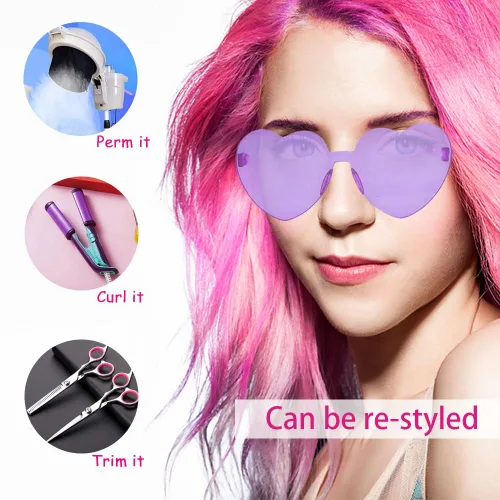 Vista 5 de DIYI Pelucas largas y coloridas, paquete de 6 pelucas onduladas para fiesta, pelucas de color rizado para mujeres, despedidas de soltera