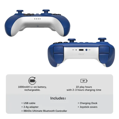 Vista 5 de AKNES 8BitDo Ultimate Bluetooth Controller with Charging Dock,Wireless Pro Controller with Hall Effect Sensing Joystick,Compatible with Nintendo