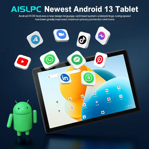 Vista 2 de AISLPC Tablet Android 14 de 10.1 Pulgadas, 8GB RAM 128GB ROM 512GB Expand WiFi Tablets PC, Pantalla HD de 1280 * 800, Cámara Dual 5+13MP, Bluetooth