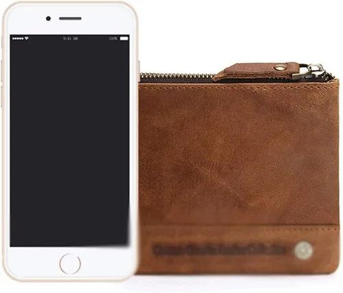 Vista 3 de Walnut Retro Crazy Horse - Cartera de cuero multifunción de tres pliegues para hombre, estilo vertical