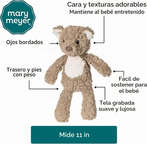 Vista 2 de Mary Meyer Masilla de peluche para cuarto de bebé, juguete suave, 11 pulgadas, oso de peluche