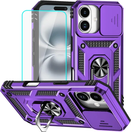 Vista 13 de HNHYGETE Funda para iPhone 12 Pro Max con protector de pantalla: [grado militar de 20 pies probada en caídas] Funda protectora para cámara Negro