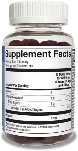 Vista 6 de Amazon Basics Gomitas de suplemento dietético de melatonina de 1 mg para niños, 90
