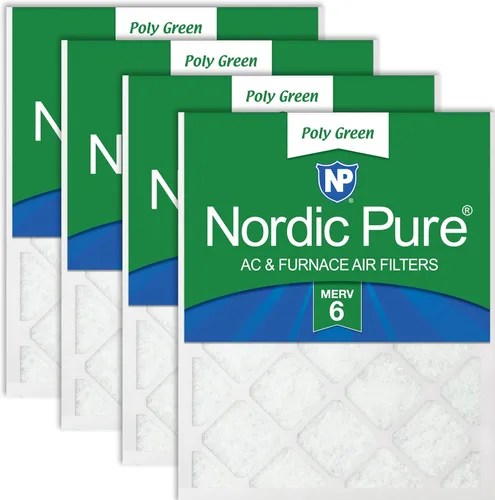 Vista 65 de Nordic Pure 20x20x1 (Tamaño real: 19 1/2 x 19 1/2 x 3/4) Filtros de aire para caldera/aire acondicionado Poly Green MERV 6 – Reduce el polvo