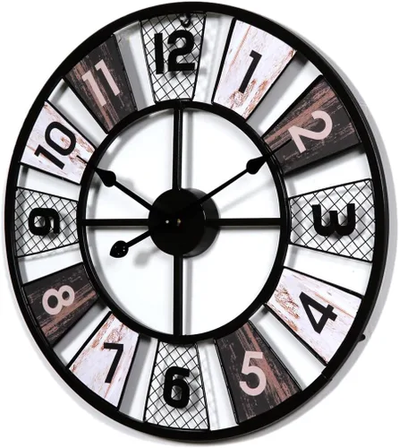 Vista 4 de Wall ClockGiant Wall Clock, 60 Cm Metal Silent Wall Clock Vintage Design Wall Clock for Kitchen, Living Room, Bedroom, Office, Bar