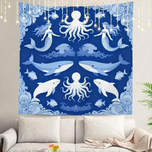 Vista 10 de Shrahala Peaceful Retreat Charming Abode Tapestry, Verdant Landscape Water Wall Hanging Hd Print Polyester Backdrop For Dorm Room Bedroom 30 X 40 In