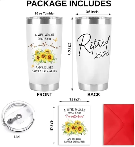 Vista 2 de Regalo de jubilación para mujer – Jubilada 2026 A Wise Woman Once Said Acero inoxidable 20 onzas – Divertidos regalos de jubilación para compañeros