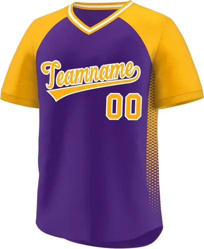 Vista 45 de Camiseta de béisbol personalizada con cuello en V para hombres, mujeres y jóvenes, camisetas de béisbol personalizadas con costuras o estampadas