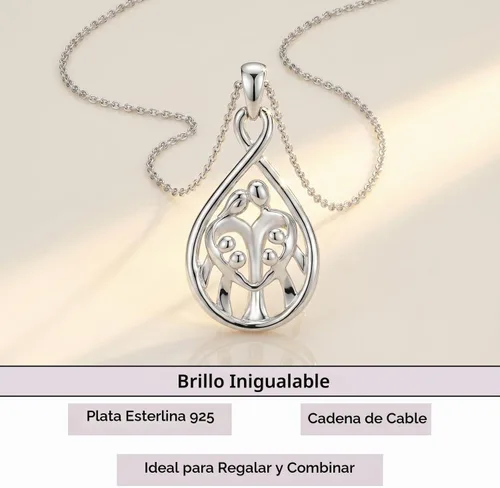 Vista 3 de Jewelili 925 Sterling Silver Family Pendant Necklace for Women