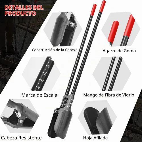 Vista 4 de Manija de fibra de vidrio con marca de escala de 58 pulgadas para excavar