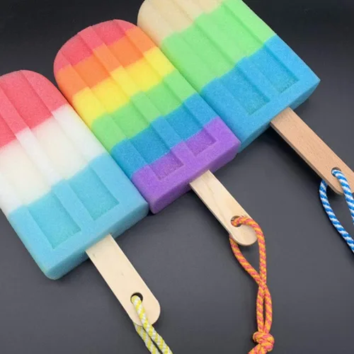 Vista 7 de Esponja de baño, 4 piezas de helado para ducha, cuerpo esponjoso, esponja para niñas (color aleatorio)