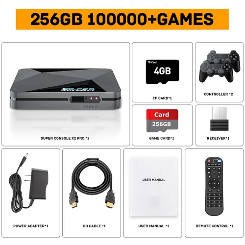 Vista 7 de Kinhank Super Console X2 pro with 100000+Games Retro Game Console,Video Game Console with EmuELEC 4.5Android 9.0 in 1, 2.4G+5G and BT 5.0,Compatible