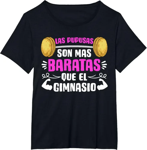 Vista 8 de Las Pupusas Que El Gimnasio - Camiseta salvadoreña salvadoreña, Negro, S