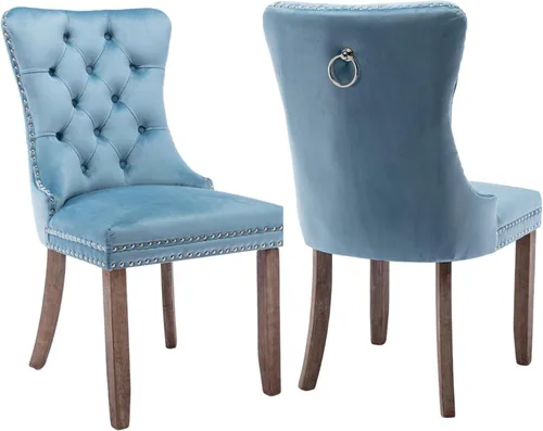 Vista 53 de Juego de 2 sillas de comedor de terciopelo beige, sillas de comedor tapizadas beige01