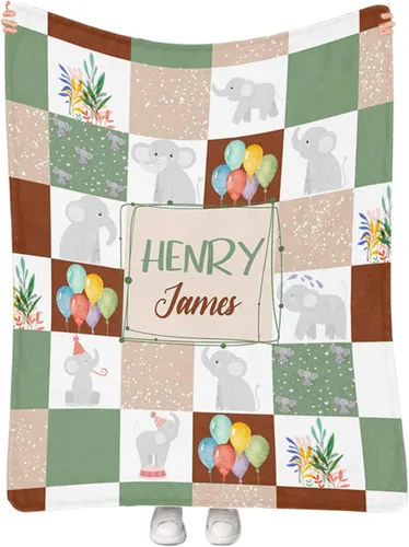 Vista 23 de Artsadd Manta personalizada con nombre, manta personalizada de animales de la selva, manta personalizada de safari para niños, niñas, baby shower