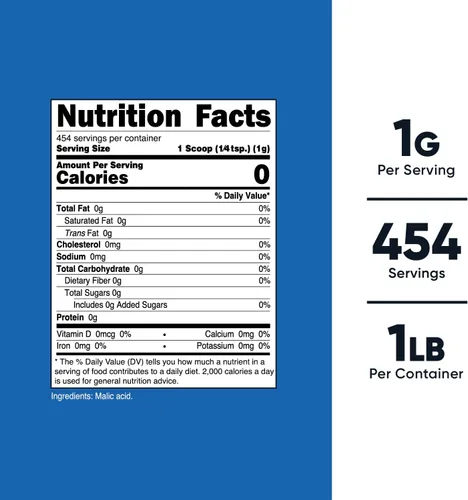 Vista 2 de Nutricost Polvo de ácido málico de 1 libra, sin gluten, sin OMG (16.01 oz)