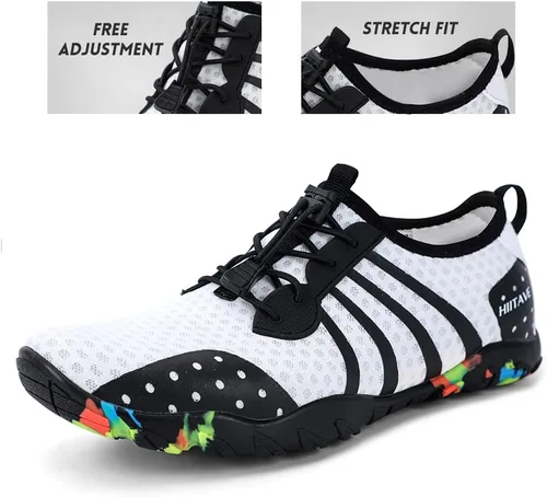 Vista 5 de Zapatillas para el agua hiitave para hombre y mujer, de secado rápido, zapatillas tipo calcetín estilo barefoot, para surf, caminar por el río