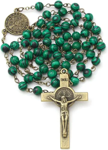 Vista 57 de KOMI Rosario de cuentas católicas para mujer, collar de cuentas de rosario con cruz de crucifijo, perlas de cristal, rosario, rosarios, católicos