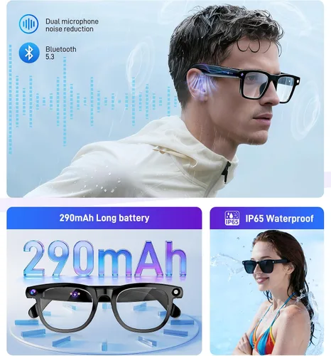 Vista 14 de Gafas inteligentes con cámara y Bluetooth – Gafas de IA para hombres, anti-temblor, traducción en tiempo real, reconocimiento de objetos, asistente