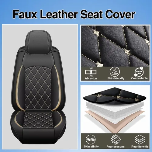Vista 5 de Funda de asiento delantero compatible con Hyundai Tucson 2010-2024 2025, fundas de asiento de automóvil de cuero de lujo compatible con bolsa