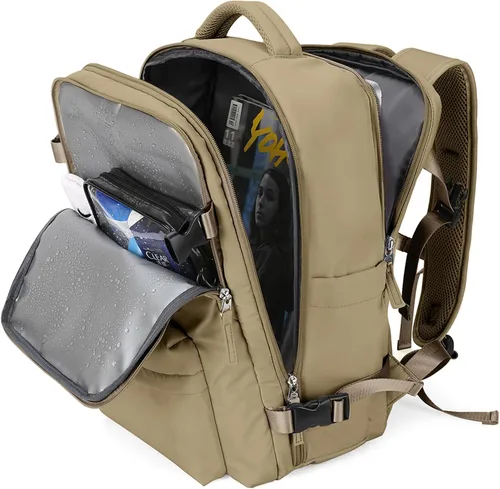 Vista 26 de WONHOX - Mochila grande, aprobada para vuelo, unisex, para viajes, trabajo, negocios o laptop, a1-Negro, Medium
