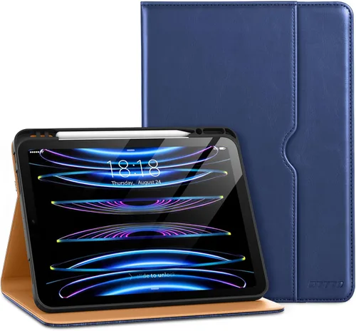 Vista 16 de DTTO para iPad Pro 12.9 6ª / 5ª / 4ª / 3ª generación Funda 2022/2021/2020/2018, Funda de cuero premium tipo folio con soporte integrado