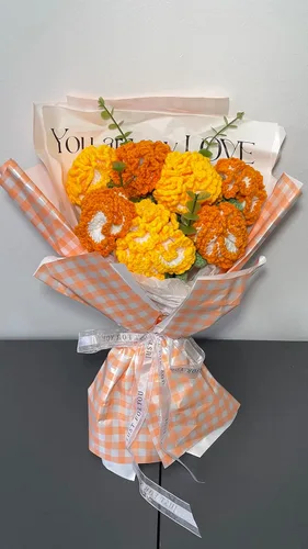 Vista 3 de COMPSTUDIO Regalos de rosas de San Valentín para ella, ramo de flores de ganchillo de rosas, decoración del hogar, para mamá, esposa, novia, Clavel