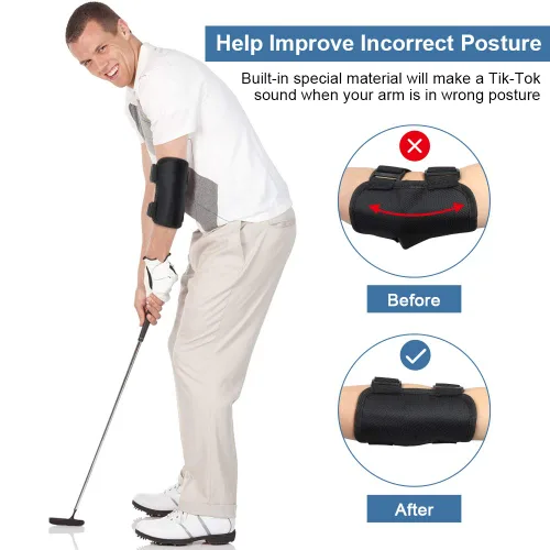 Vista 3 de Codo de ayuda para entrenamiento de swing de golf, entrenador de swing de golf, ayuda de entrenamiento de golf de brazo recto con notificaciones