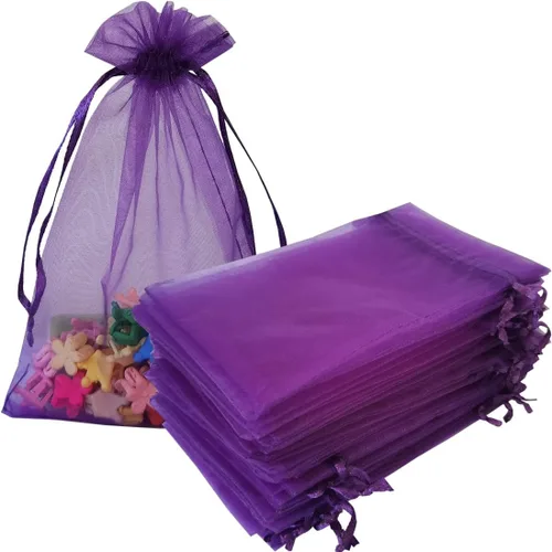 Vista 35 de Paquetes de 50 bolsas de regalo de organza de 4 x 6 pulgadas con cordón negro transparente, decoraciones de embalaje de tela transparente