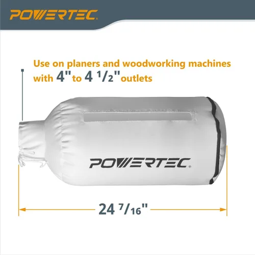 Vista 8 de POWERTEC Bolsa Colectora de Polvo con Abrazaderas de Manguera con Llave de 4", Bolsa de Polvo de 30 Micrones para Cepilladora DeWalt DW735, DW734