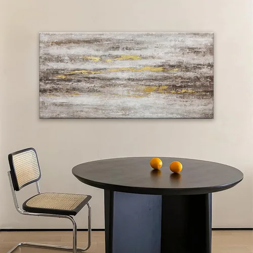 Vista 4 de YISXINOAG Arte Abstracto para Pared Decoración Habitación Grunge Arte Abstracto de Pared Marrón Gris Arte de Lienzo de Pared 20" X 40" Pintura Arte