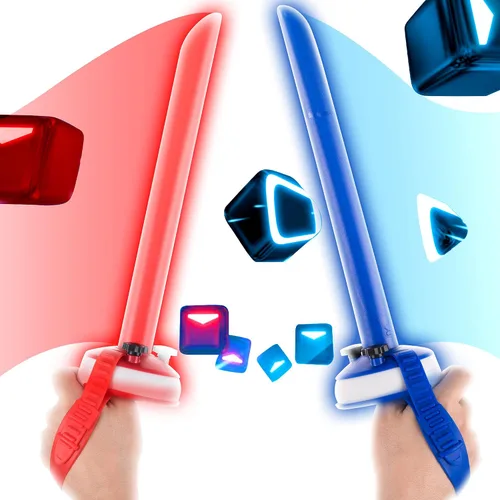 Vista 5 de Crossmeta Dual Handles Grips Lightsabers for Oculus Quest 2 Controller Beat Saber Games Accessories Supernatural Jedi Training VR Workout