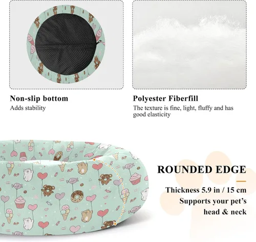 Vista 5 de Pet Dog Bed Calming Anti Anxiety Fluffy Cat Cave Bed for Extra Small Size Pets Supplies XS Cute Animals with Sweets