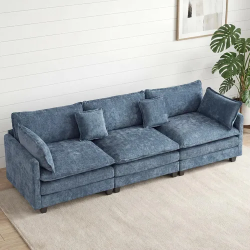 Vista 20 de Sofá seccional, cómodo sofá modular de nube, sofá modular de asiento profundo, sofá moderno en la nube, sofás modulares para sala de estar, Beige