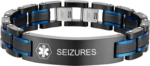 Vista 2 de Pulsera de los hombres grabados de encargo de la identificación médica de la alarma