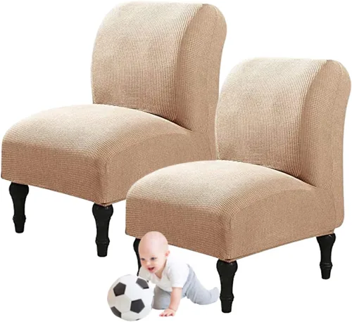 Vista 75 de Fundas elásticas para silla sin brazos, extraíbles y lavables, de elastano jacquard sin reposabrazos, protector de muebles para sala de estar, Verde