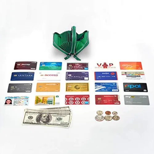Vista 5 de KALMORE Women's Genuine Leather RFID Secure Spacious Cute Zipper Card Wallet Small Purse