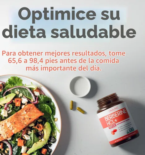 Vista 3 de Suplemento de berberina (sin OMG y vegetariano) Berberina HCL Plus Cápsulas de extracto de hoja de banaba y melón amargo - Berberina 500 mg cada