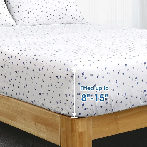 Vista 4 de HOMEIDEAS 6 piezas de sábanas impresas tamaño matrimonial, sábanas de microfibra cepillada extra suave con patrón de 1800 hilos, bolsillo profundo