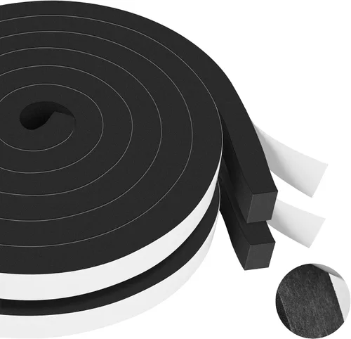 Vista 17 de 20 pies de cintas de espuma autoadhesivas Tiras de sello de espuma de 1 pulgada x 1/2 pulgada x 10 pies cada rollo Burletes de alta resistencia