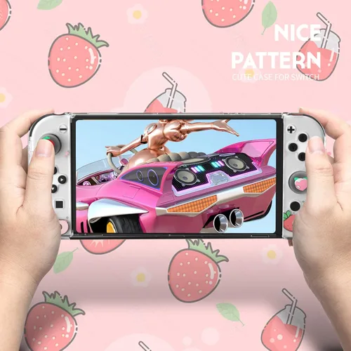 Vista 6 de Switch OLED - Funda con purpurina para interruptor acoplable OLED transparente con protector de pantalla OLED y bonitas tapas de agarre