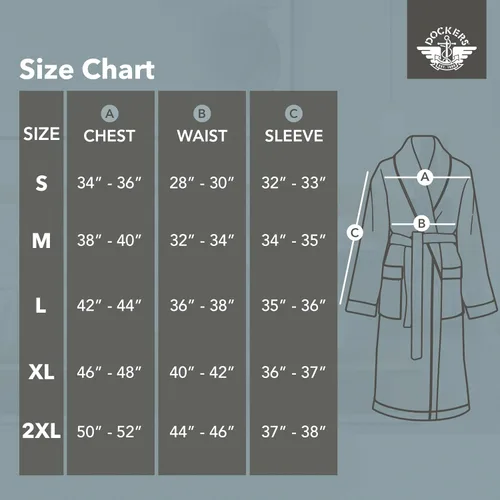 Vista 6 de Dockers Bata de baño para hombre, bata de tela de rizo para hombre