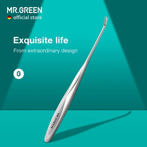 Vista 2 de MR.GREEN Empujador de cutículas, removedor de piel muerta, herramientas de manicura de acero inoxidable, cortador de cutículas profesional, pelador