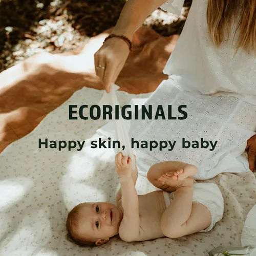 Vista 7 de Ecoriginals - 120 pañales ecológicos para niños pequeños - Pañales para bebé con capas 100% a base de plantas, esenciales desechables e